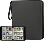 GERMUN 3 Ring 9 Pocket Zipper Card Binder, 720 Double Sided Standard PU Trading by GERMUN
