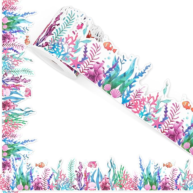 FUSUIMU 65.6 Ft Ocean Bulletin Board Border Coral Reef Grass Seaweed Die-Cut by FYSUIMU