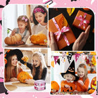 Hosuly 40 Pcs Pink Halloween Fabric Patchwork Roll Halloween Pumpkin Ghost - Image 6