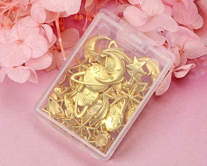 PENTA ANGEL Cosmos Themed Resin Fillers Charms Beads 42Pcs Gold Alloy Star Moon - Image 7