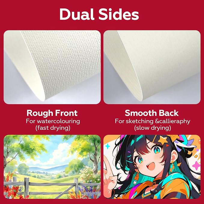 100 Sheets Watercolor Paper Bulk，5 x 7 Inch Cold Press 140 lb/300 GSM Water - Image 3