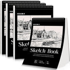4 Pack Sketch Book, 8.5 x 11Inch Sketchbook, 68lb/100gsm Top Spiral Bound by Prudiut