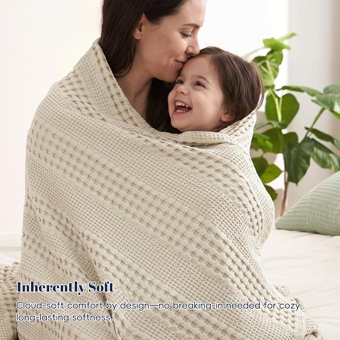 PHF Cooling Waffle Blanket Queen Size, Lightweight 60% Rayon from Bamboo & 40% - Image 6