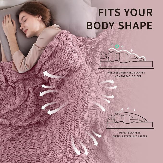 Knitted Weighted Blanket for Adult, No Beads Heavy Blanket 60” x 80'' 10lbs - Image 3