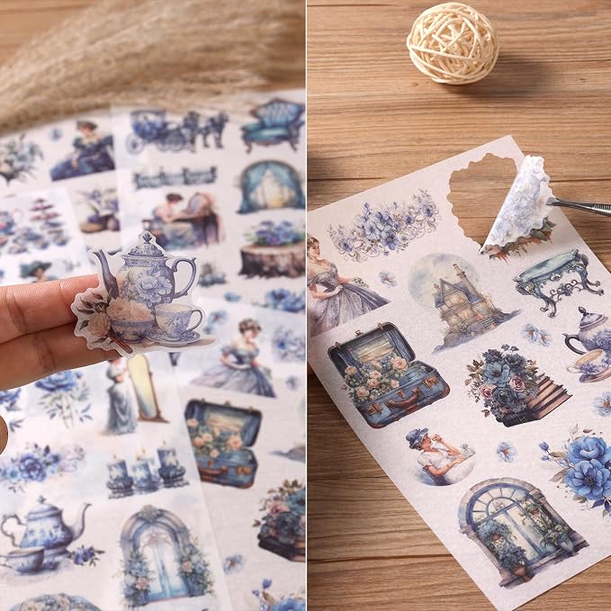 Vintage Ephemera Sticker 24 Sheets precut 300 washi Stickers Paper Journal - Image 6