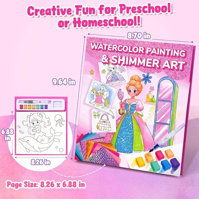 JoyCat Paint with Water Coloring Books & Shimmer Art | Princess Art & Craft - Image 6