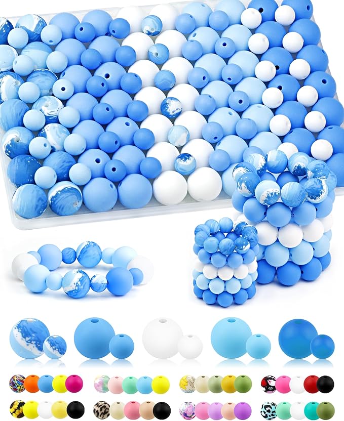 FIVEIZERO 100PCS 9mm & 15mm Silicone Beads, Fade-resistant, Easy-clean by FIVEIZERO
