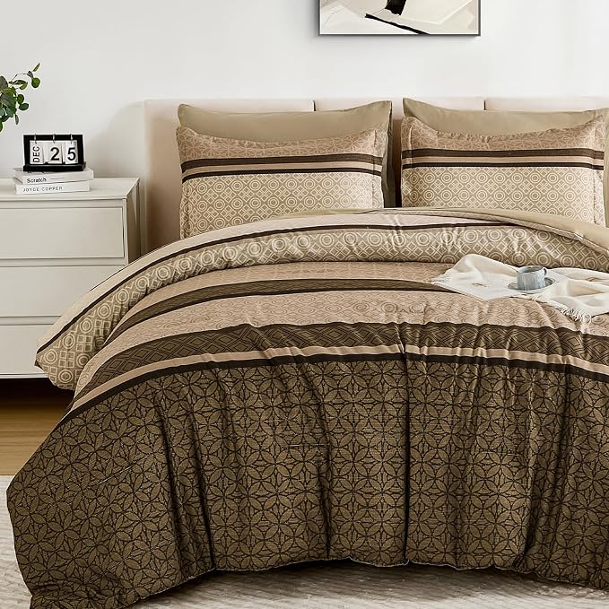 WONGS BEDDING 7 Pieces Comforter Set Queen Size, Minimalist Geometric Soft by WONGSBEDDING