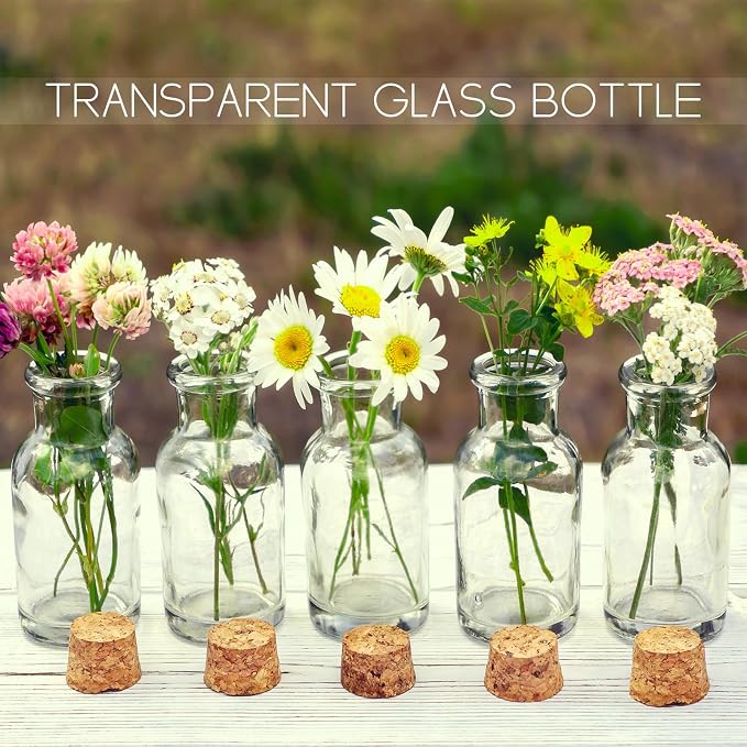 Yungyan 50 Pieces Small Mini Glass Bottles Jars - Image 4