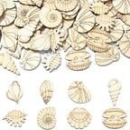200 Pcs Unfinished Wooden Shell Shapes Blank Wood Slices Seashell Wooden Craft by URURLIFEHALL