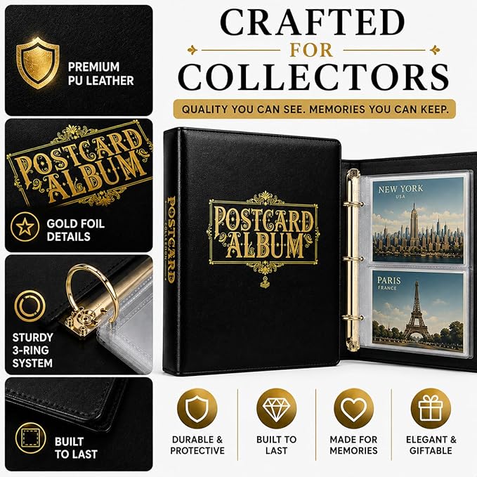 Elegant Postcard Album Book for Collecting, Sleeves Included, Post Card Album - Image 3