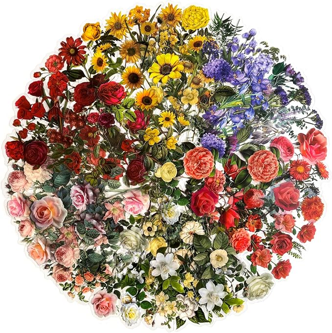240Pcs Vintage Nature Flower Botanical Clear Stickers | Waterproof, Aesthetic by YOKSAS