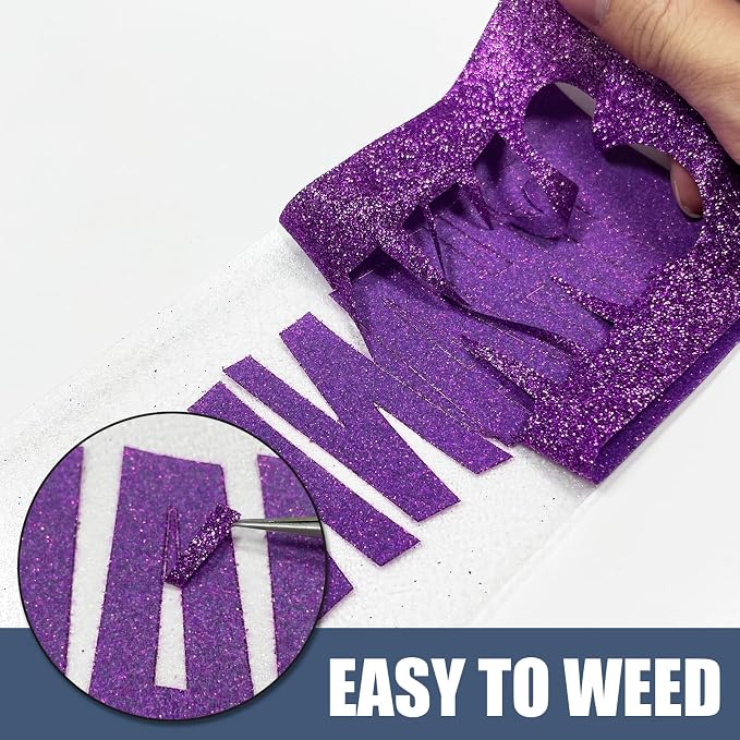 Purple Glitter Heat Transfer Vinyl 12" x 15 ft HTV - Image 5