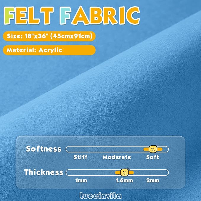 Blue 18" X 36" Felt Fabric Sheet - Image 2