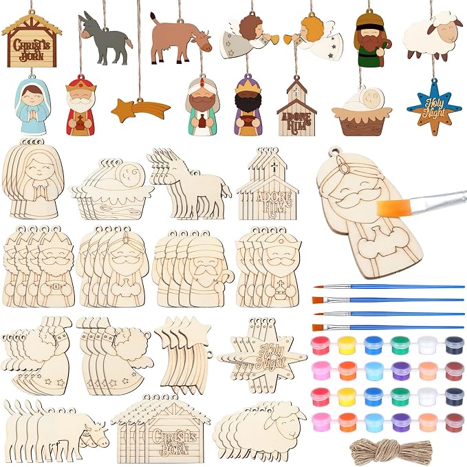 Cinnvoice 60 Pcs Wood Christmas Crafts by Cinnvoice