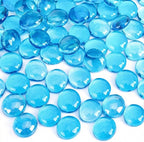 DOMESTAR 1 LB Flat Glass Marbles, Light Blue Decorative Marbles by DOMESTAR
