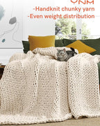 YnM Cotton Weighted Blanket, Handmade Chunky Knitted Design, Soft and Cozy - Image 2