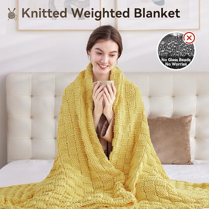 Knitted Weighted Blanket for Adult, No Beads Heavy Blanket 60” x 80'' 20lbs - Image 5
