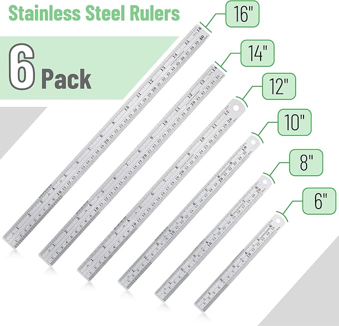 Mr. Pen- Metal Straight Edge Ruler, Imperial & Metric Measurements - Image 2