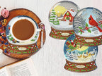 8 PCS Christmas Diamond Art Coasters Kits Snowball Diamond Painting Coaster | - Image 6