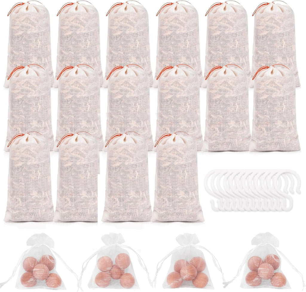 Homode Cedar Blocks for Clothes Storage, Cedar Balls and Cedar Chips for Closets and Drawers, Scented Cedar Sachets Bags Closet Air Freshener, 24 Pack