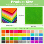 ZUFECY 40Pcs Felt Sheets for Crafts, Crafting Felt Fabric Nonwoven Handcraft - Image 2