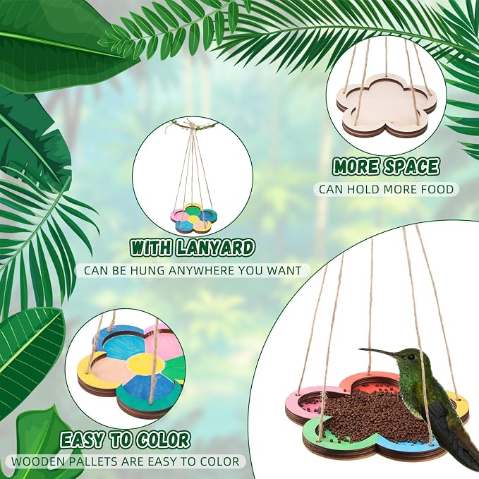 DoubleFill 12 Pcs Thickened Wood Bird Feeder Craft Kits - Image 3