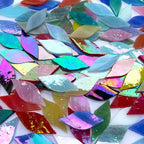 LITMIND 120 Pieces Assorted Colors Iridescent Mosaic Glass Petals & Leaves - Image 5
