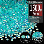 1500pcs 6mm Resin Rhinestones Bulk, Lake Blue AB Flatback Round Jelly - Image 2
