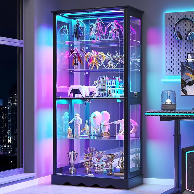 Dystler Display Cabinet with Glass Doors, RGB Lights by CraftYourIdealHomeLife