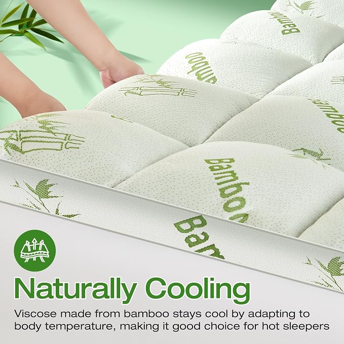 Mattress Topper Twin Size Viscose Derived from Bamboo, Thick Soft Pillow Top - Image 4