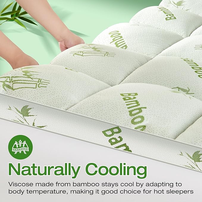 Mattress Topper Full Size Viscose Derived from Bamboo, Thick Soft Pillow Top - Image 4