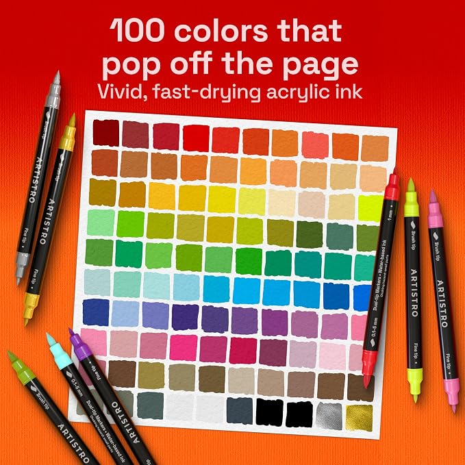 ARTISTRO Acrylic Glass Markers for Wine Glasses and Drinkware, Vibrant Dual Tip - Image 3