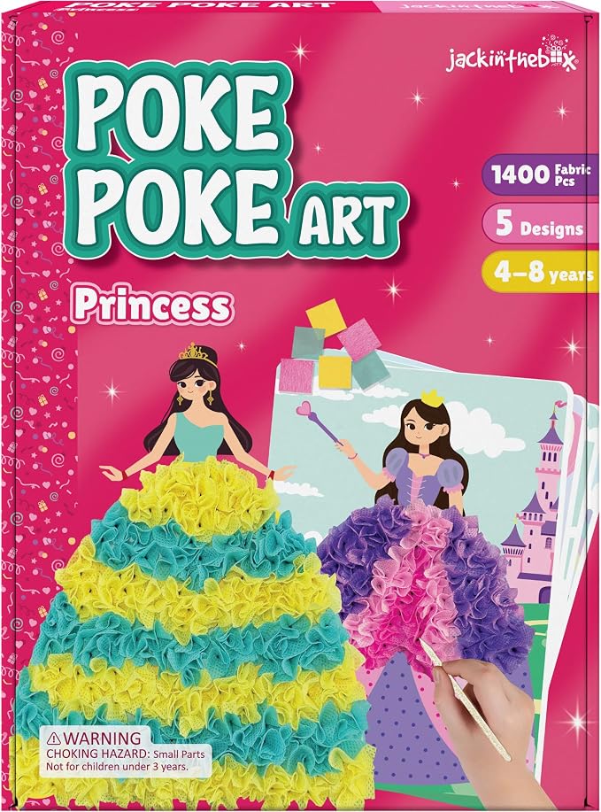 jackinthebox Poke Poke Art – Princess Theme, Mess-Free Fabric Art and Craft by JackInTheBox