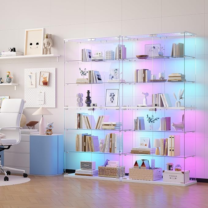 Dystler 6-Tier Glass Display Cabinet, RGB LED Lights - Image 9
