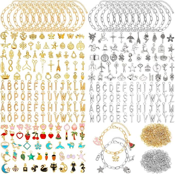 Mckanti 674 Pieces Charm Bracelet Making Kit, Including Paperclip Chain by Mckanti