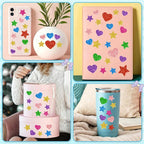 987 Pcs Glitter Foam Stickers, Heart & Star Shapes Stickers, 7 Sheets Colorful - Image 4