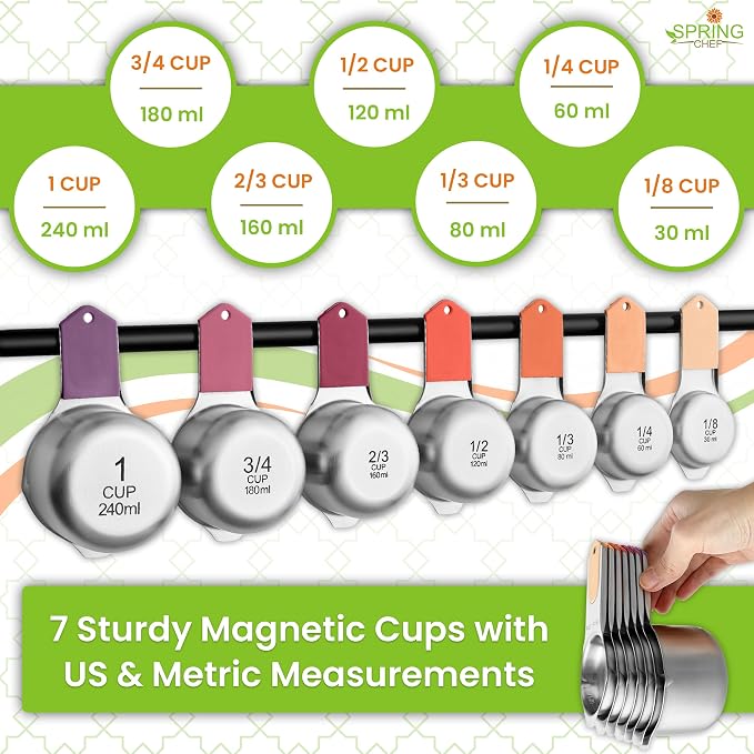 Spring Chef 15 Magnetic Measuring Cups & Spoons, Desert Sunset | Nesting - Image 7