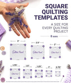 The Quilted Bear Square Quilting Templates – 8 Clear Non-Slip Acrylic Quilt - Image 2