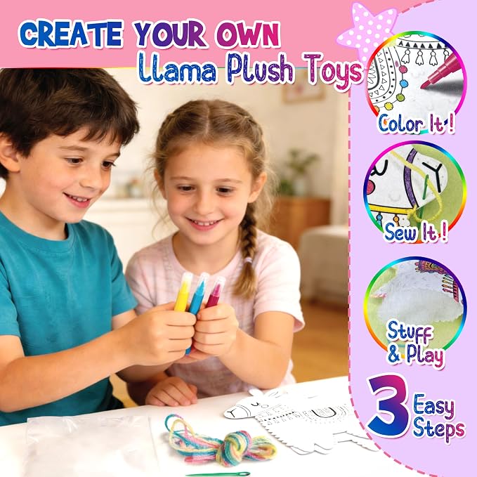 Llama Sewing Kit for Kids Ages 6+, Make Your Own Plush Toy Cute Friends - Image 4