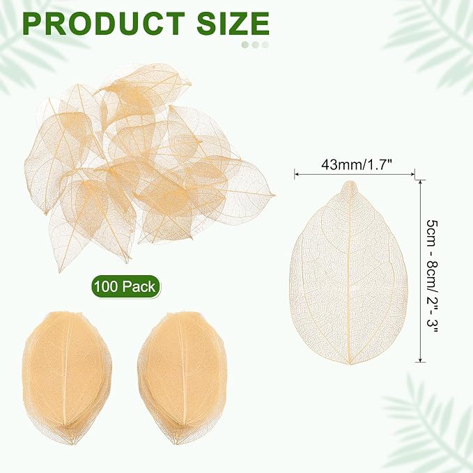 uxcell 100 Pcs Light Orange Skeleton Leaves - Image 2