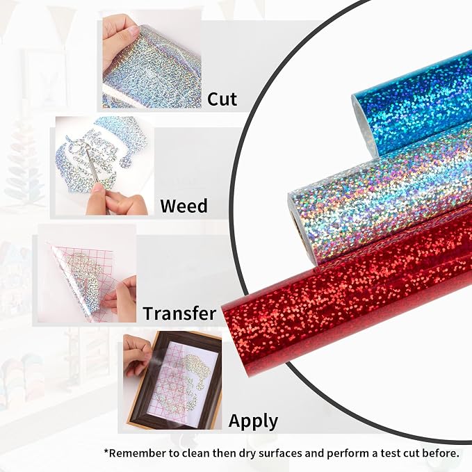 HTVRONT Holographic Glitter Permanent Vinyl, Silhouette - Image 4