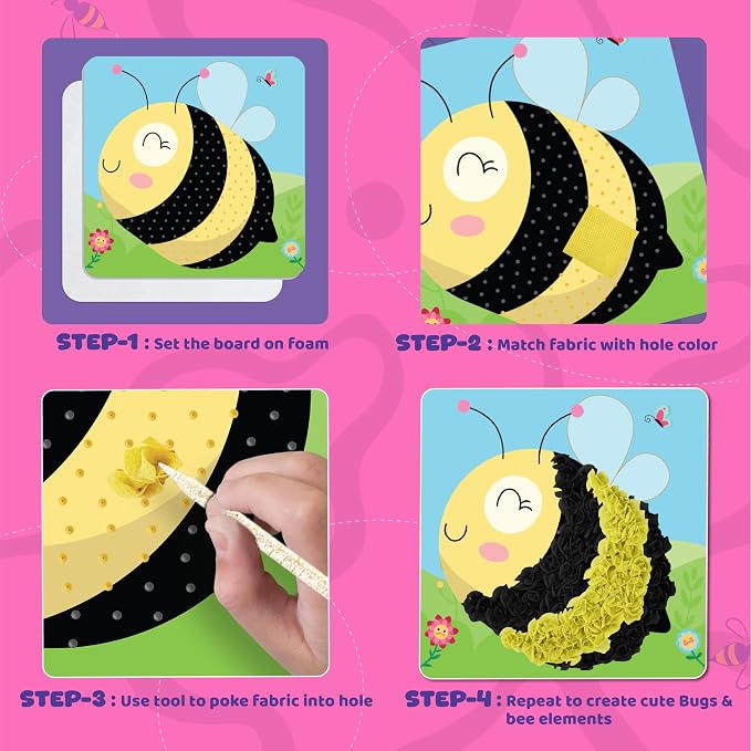 jackinthebox Poke Poke Art – Bugs Theme, Mess-Free Fabric Art and Craft - Image 5