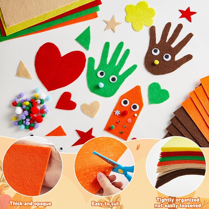 42Pcs Fall Felt Fabric Sheets 8 x 12 Inch Autumn Yellow Orange Assorted Soft - Image 3