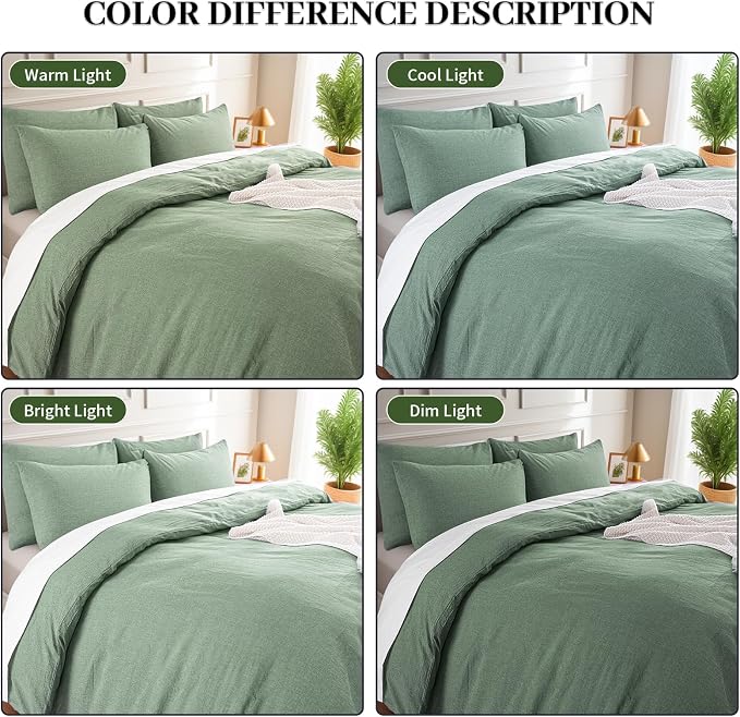 NEXHOME PRO Duvet Cover Full 100% Washed Cotton, Organic Natural Linen Like - Image 4