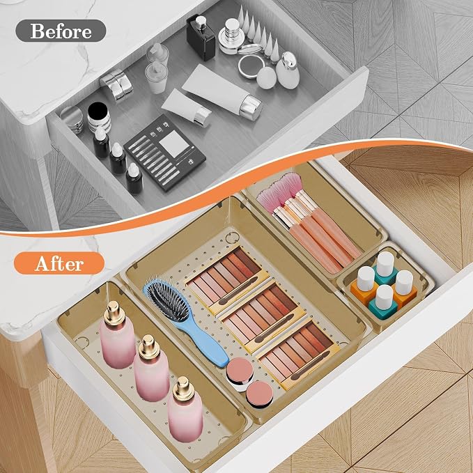SpaceHacks 25 PCS Plastic Drawer Organizer Set, 4-Size Versatile Organizer - Image 4