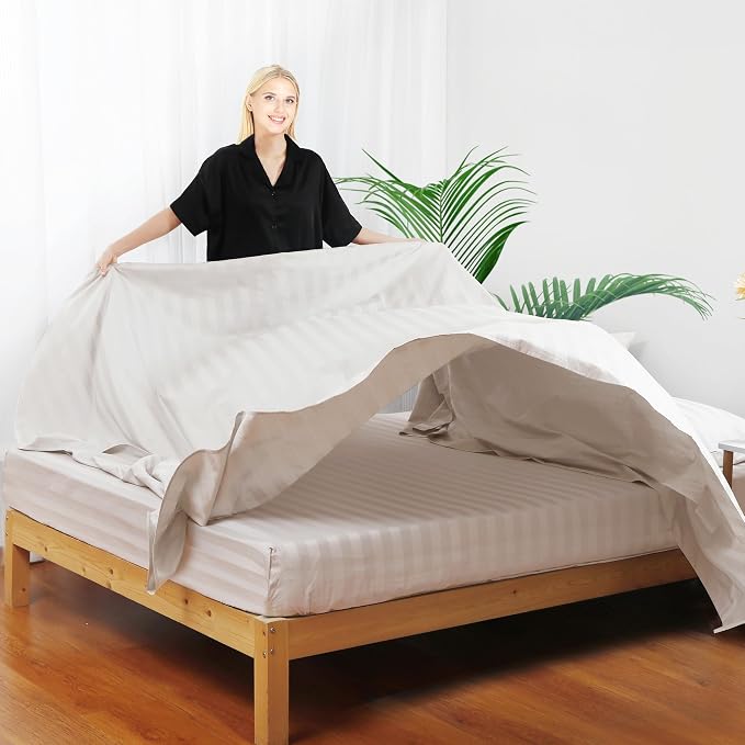 Flat Sheet Only TwinXL Size, 400 TC 100% Egyptian Cotton Flat Sheet Striped - Image 6