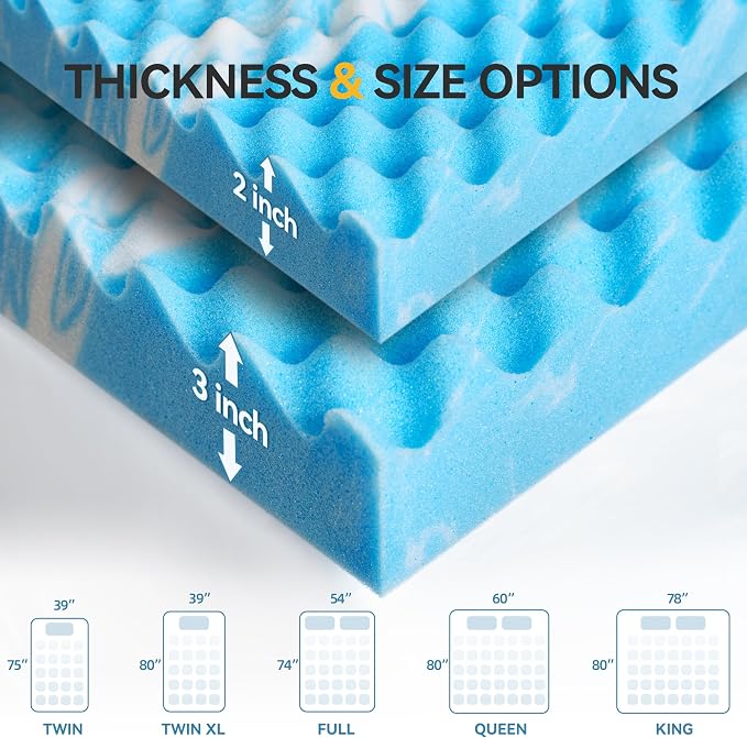 SINWEEK 2 Inch Egg Crate Memory Foam Mattress Topper King Size, Soft Mattress - Image 9
