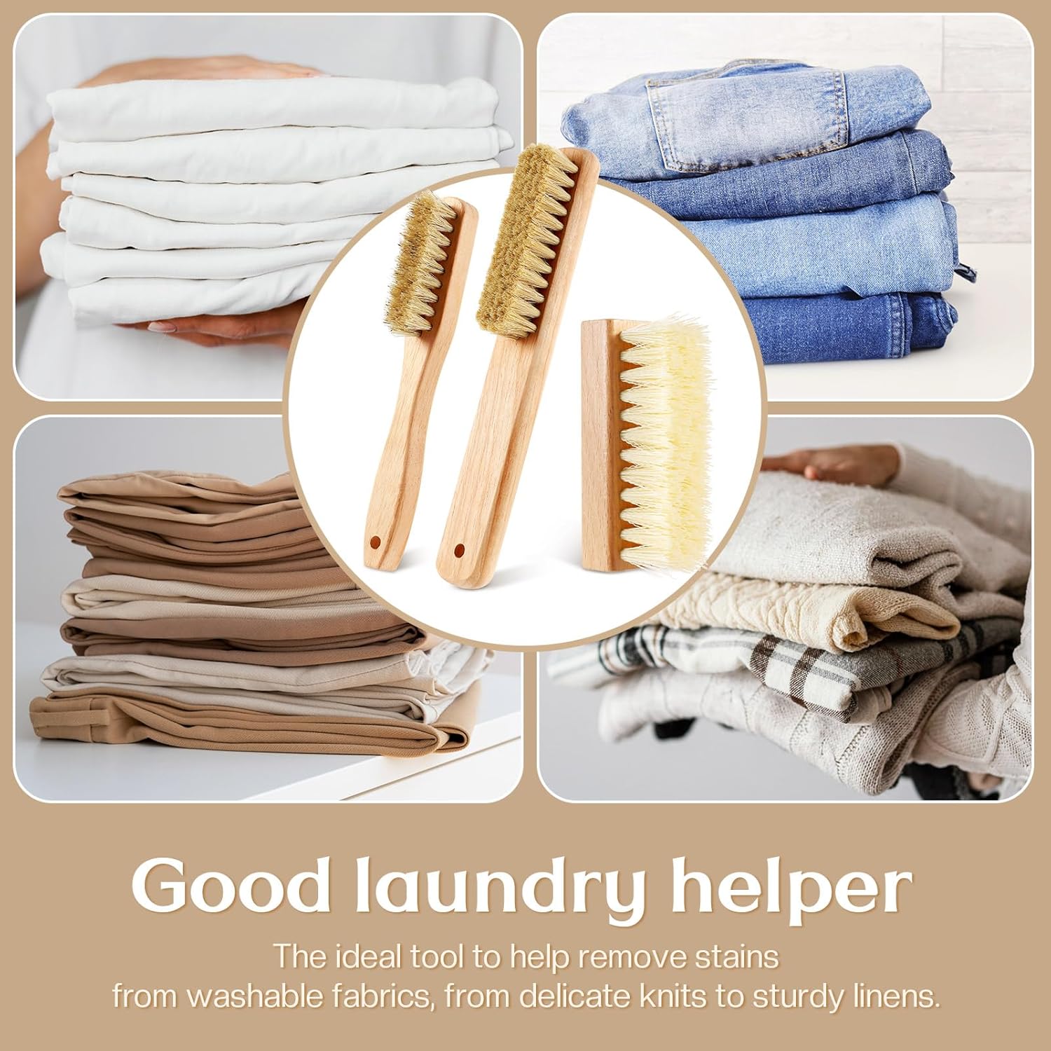 3 Pcs Wood Laundry Stain Brush Stain Remover Brushes with Boar Bristle Small Stain Brush for Clothes for Scrubbing Stains from Furniture Fabric Leather(3 Pcs D)