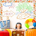 FYSUIMU 65.6 Ft Groovy Summer Bulletin Board Borders Retro Tropical Hawaiian - Image 6